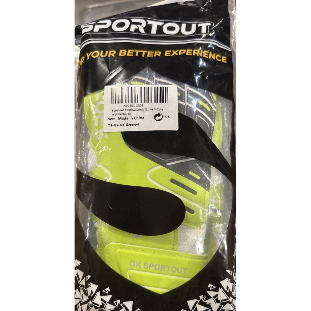 New Sportout Goalkeeper Goalie Gloves Size-6 Lime Green Soccer Football